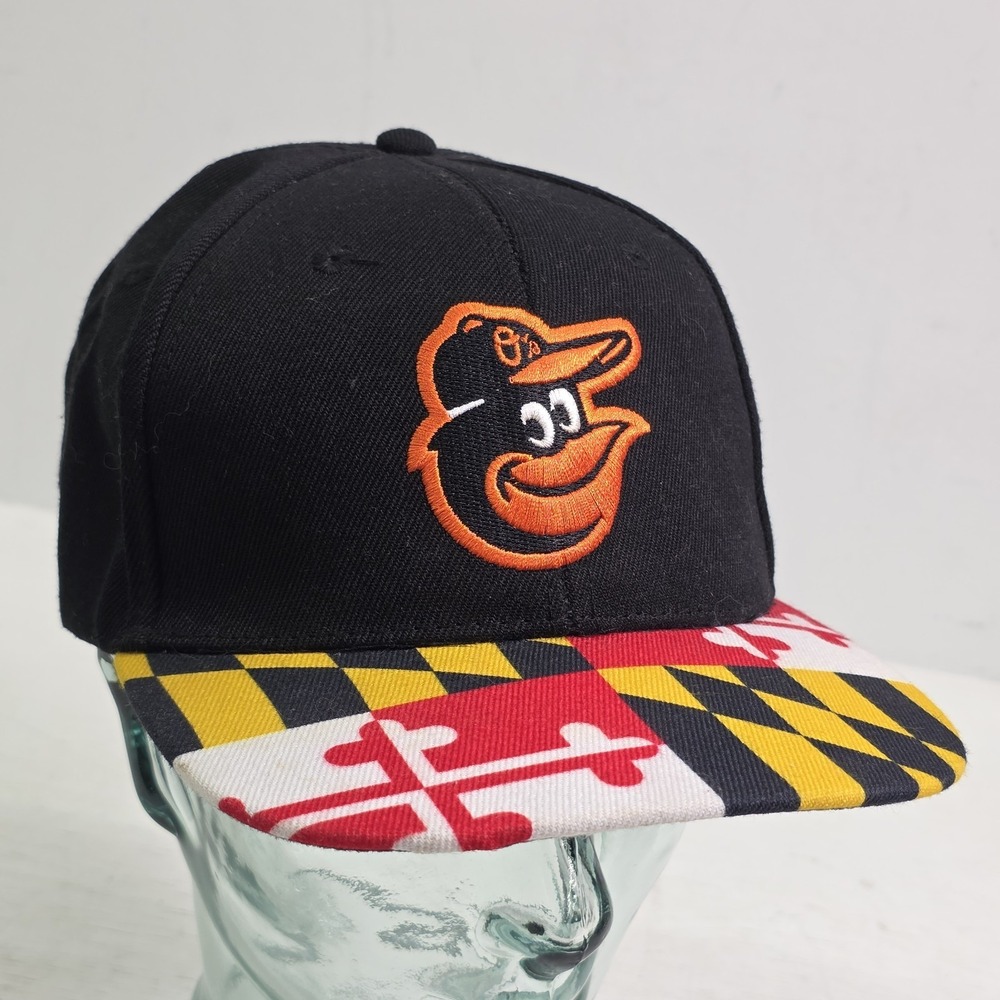 DAP Baltimore Orioles MLB Black Snapback Graphic Brim Hat Cap Maryland Flag EUC